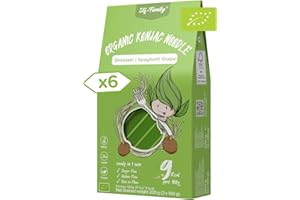 Elf-family Bio Pasta di Konjac Carboidrati Ultra Bassi - Vegano Senza Glutine- 270g x6 Scatole(per 12 Porzioni), Konjac Noodles Shirataki Noodles Ipocalorica/Senza Zucchero - Spaghetti