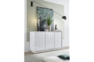 Web Convenienza Madia con 3 Ante Made in Italy – Credenza Contenitore Collezione Ice per Soggiorno Cucina Ingresso Sala da Pranzo Mobile Design moderno originale Bianco Laccato Lucido - 138 cm