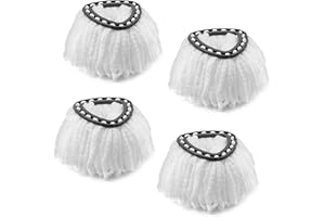MXZONE Mop Replacement Head for Velida Spin EasyWring Clean Turbo Classic Microfibre Mop Refill Head Triangle mop Head, White (Pack of 4) …