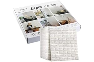 GENERIC Carta da Parati Adesiva Muro 10 Pezzi (5.39m2) 3d Pannelli Parete Mattoni Decorativi per Cucina Soggiorno Bagno 77 x 70 cm
