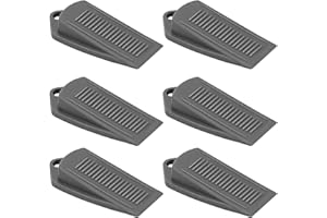 HOINYA Door Stops, Pack of 6 Rubber Door Wedge Stopper Heavy Duty Anti Slip Door Stop Suitable for All Types of Surfaces (Grey)
