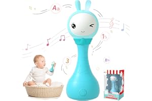 ALILO Talking Bunny Toys Repeats What You Say, ABC Learning for Toddlers Preschool Toys with Numbers Music Learning Baby Toys Smarty Rattle with Songs Stories Kids Toys 0-6 Years Boy Girl (YoYo, Blue)