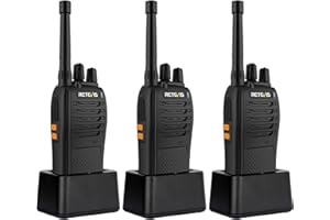 Retevis RB668 Walkie Talkies, Professional Walkie Talkie USB-C, LED Flashlight, PMR446, Emergency Alarm, H777 New Version, Portable Walkie Talkies Rechargeable for School、Camping (Black, 3 Pcs)