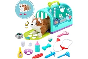 Sotodik 15 Pièces Kit Vétérinaire Malette Veterinaire Jeu D'imitation Role Play pour Clinique Vétérinaire Jouets Docteur Chien Accessoires Cage pour Enfants âgés de 2 Ans et +
