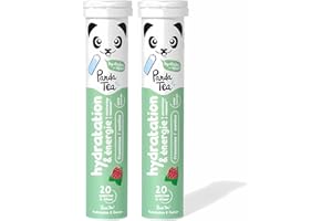 Panda Tea - Hydratation & Énergie - Menthe et Framboise - 40 Pastilles sans sucre - Electrolyte Ultra Hydratation - Idéale pour le Sport et le Quotidien
