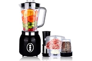 LITTLE ANTS Robot culinaire multifonctions 4 en1 avec filtre,blender mixeur portable,moulin à café haute puissance 600 W,hachoir à viande pour jus,légumes, café,grains divers,viande hachée,glace pilée 6 lames1.8L