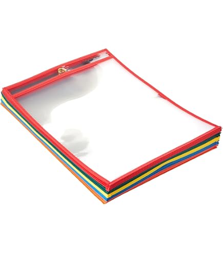 Lot De 32 Pochettes Effaçables à Sec - LVNRIDS 10x14 Pouces, Avec Stylos Et Anneaux, Pour Bureau Ou école Pochettes Plastique A4 Effaçables