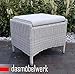 Produktbild dasmöbelwerk Lounge Hocker MILANO Fußhocker Gartenmöbel Polyrattan Beinauflage Silbergrau