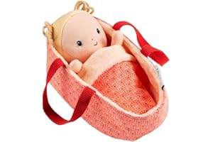LILLIPUTIENS - Bébé Anais avec couffin - Poupon en Tissu avec Accessoires - Stimule la motricité Fine, l’empathie et l’Imagination - Poupée réaliste 22cm éducative pour Enfants dès 12 Mois - 83131