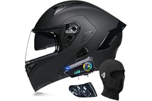 ACLFFSHOP Bluetooth Modulable Casque Moto Homologué ECE, Flip Up Casque Adulte Moto avec Double Visière pour Anti-Collision Casque Scooter Casque Integral Modulable pour Homme Femme M~XXL