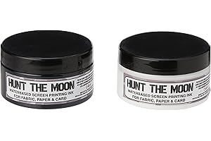 HUNT THE MOON Screen Printing Water Based Ink for Fabric Paper & Card - 2X 100ml - Black & White Set/Kit