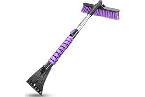 ‎HEEYA HEEYA Schneeschaber mit 32,6 cm großem Bürstenkopf, ausziehbarer Eiskratzer und Schneebürste für Auto Windschutzscheibe Fenster, tragbarer Autoschaber Schneebürste für SUV, LKW, Automobilfahrzeug