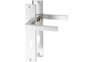 ERGO line CUBE garniture de porte en acier inoxydable, poignée avec serrure intégrée ensemble de poignées avec rosette longue, garniture de porte, poignée, tige carrée de 7 mm