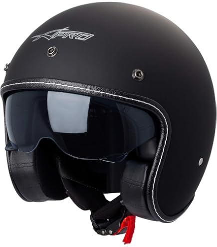 Casque Moto Jet Cafe Racer Vert Mat - Homologué ECE 22-06, Visière Anti-rayures, Pare-soleil Intégré, Taille M