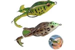 FortuneGlobe Réaliste Grenouille Appât De Pêche 2pcs ，Cm Double Hameçon 360°Soft Bait Silicone Appât De Pêche Chatterbait Silure Appât Mou pour Bass, Truite Et Brochet