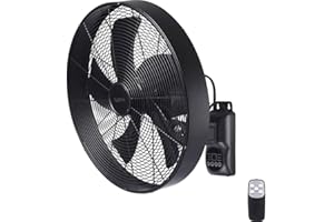 sygonix SY-6661434 Ventilateur Mural 50 W (Ø x H) 45 cm x 45.5 cm Noir avec télécommande, oscillant, minuteur, pivotant