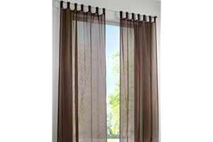 SIMPVALE 2 Pcs Voile Rideaux Transparent a Passant Rideaux Fenetre Balcon en Tulle Largeur 140cm Cafe Hauteur 175cm