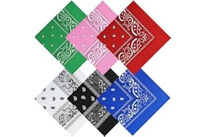 Yiqicomle 6 Pack Multifunction Bandanas, Paisley Print Cowboy Headband, Headwear Neckerchief Face Mask Handkerchief for Women Men, 6 Colors