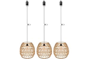 ‎ECOGEHEN EcoGehen 3x Rattan Hängelampe mit Batterie Außen Innen Hängeleuchte Batteriebetriebene Lampe Tragbare Boho Korb Lampenschirm Pendelleuchte ohne Strom Stromanschluss Outdoor Beleuchtung für Garten
