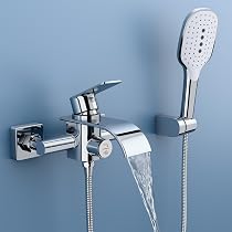 Mitigeur De Baignoire Cascade XJTNLB – Mural – Douchette 3 Jets – Laiton Chromé + Blanc – Entraxe 135-165 Mm