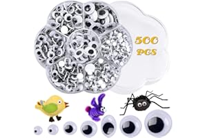 KUAOWT Occhi Finti Adesivi, 500 Pezzi Occhietti Adesivi Piccoli Grandi Occhi per Pupazzi 4 mm-12 mm, Nero Occhi Mobili di Plastica Autoadesivi per Lavoretti, Bambole, Fai da Te Scrapbooking Accessori
