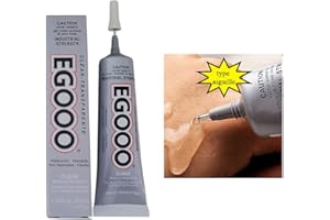 ELEpure 1Pc EGOOO Pegamento fuerte para tela de prendas de vestir, pegamento adhesivo para joyería de bricolaje, pegamento suave totalmente transparente para tela, cuero, cerámica, madera, metal（75g）