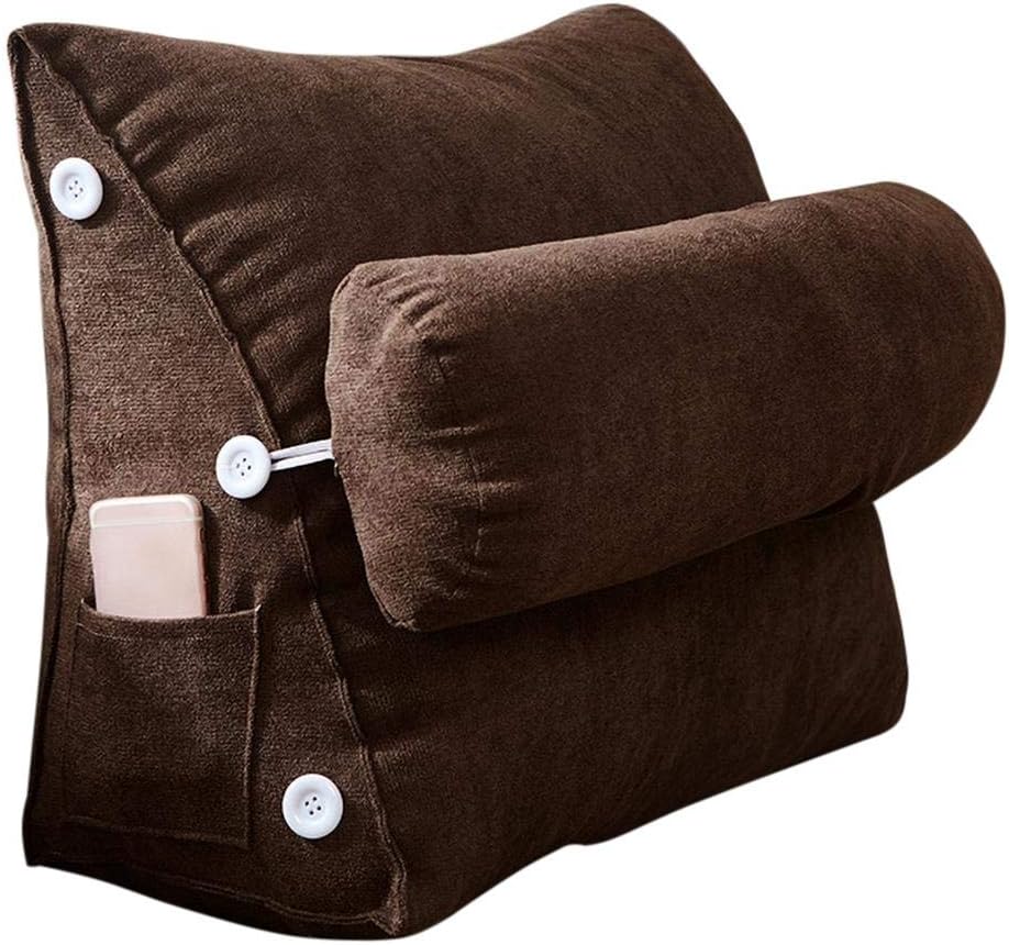 mongrep Triangle Back Support Pillow，Memory Foam Ergonomic Back Lumbar Support Pillow Zipper Removable Washable Reading Pillows for Sofa Bed Office Chair Travel (17.72 x 9.84 x 19.69 inches)