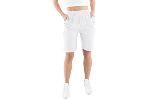 URBAN STITCH Womens Shorts with Pockets Lightweight Elasticated Summer Easy Care Ladies Travelling Pull on Comfy Lounge Shorts Plus Size