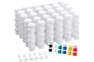 AZKEEGREY 240 Pcs Empty Paint Pots with Lids, 3ml/ 0.1oz Mini Plastic Empty Paint Pots Palettes, Paint Pot Strips Storage Containers for Classrooms Camps Paintings(6 Cups/Strips, Total 40 Strips)