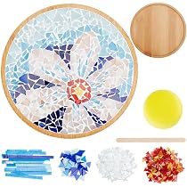 WEBEEDY Kit Pittura A Mosaico Fai Da Te Con Vaso Di Fiori In Legno E Tessere Di Vetro Colorate, Decorazione Creativa Da Tavolo