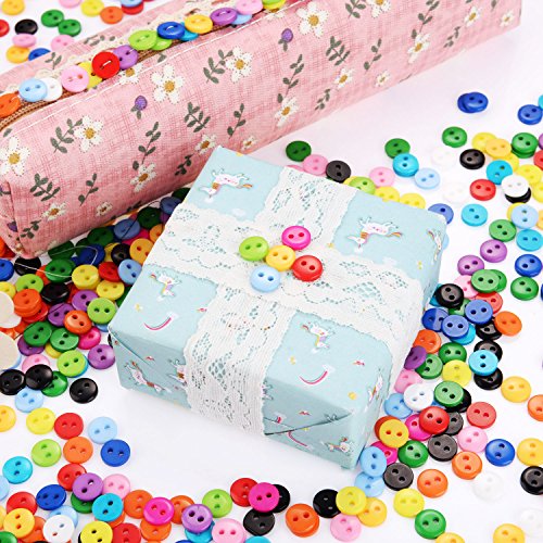 Shappy 1050 Stück Harz Knopf 2 Loch Rund Nähen Flatback Knopf für Nähen Kunst DIY Handwerk mit Nähen Garn und Box, 14 Farben - 4