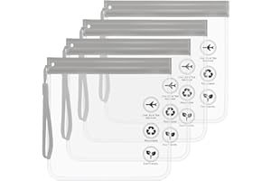 Iridsmole 4pc Airport Security Liquids Bags, Airport Liquid Bags 20 x 20 cm, Clear Toiletry Bag for Travel, Clear Plastic Makeup Bag for Women Travel Essentials