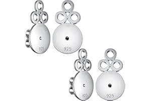 Miaofu Tuercas Pendientes Levantadores 18K Chapado En Oro Blanco Tuercas Para Pendientes Plata De Ley 925 Hipoalergénico Para Mujer Niña Sin Níquel Cierre Pendientes,Respaldos Para Pendientes
