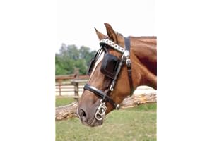 AMKA Fahrzaum für Fahrgeschirr Kopfgestell Kopfstück mit Scheuklappen und Kette am Stirnband