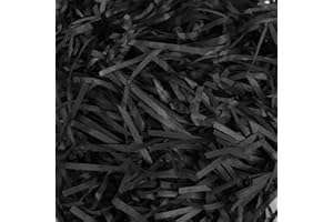 QIKAARA 100g Raffia Füllmaterial Geschenk, Schwarz Hamper Shreds, Raffia Geschreddertes Papier, Geschenk Füllmaterial für Geschenkbox Dekorations DIY Party Füllung Filling Material Gift Shred Paper black