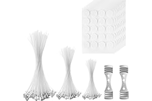 Relota 150 pièces Meche Bougie, Meches pour Bougies 3 Longueurs avec 2 Acier Inoxydable Support, Mèche Bougie Durable Candle Wicks Convient à Plupart Types Fabrication Bougies DIY