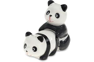 FLANACOM Divertido Salero y Pimentero de Porcelana - Salero Pícaro Dispensador de Especias - Regalo de Inauguración, de Boda, de Cumpleaños para Parejas (Pandas)