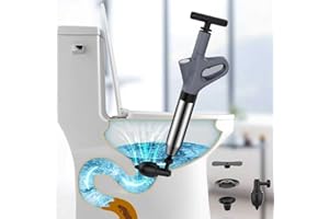 MIEAOLL Desatascador tuberías profesional a presión, destapador de cañerías con manómetro visible, apto para WC, lavabos y fontanería del hogar