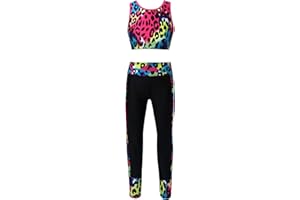 iEFiEL Kids Girls Athletic Crop Top with Stretch Leggings Workout Set 2 Pieces Dance Sports Outfits Tracksuit Sets