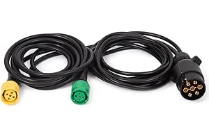 Feuunly 3,0 Metros Remolque Cable 7 Pines a 5 Pines y 4 Pines, Remolque Cable Conector 12V Impermeable Enchufe Remolque 7 Pines, para Remolque Coche Camión Máquinas Agrícolas RV Caravana