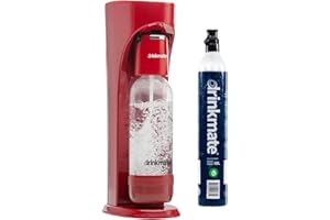 Drinkmate OmniFizz Machine à boissons pétillantes avec bouteille de 1 L et cylindre de CO2 de 60 L, carbonate n'importe quelle boisson froide (rouge roi)