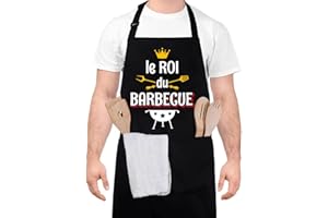 Halinuia Tablier Barbecue Homme,Tablier de Cuisine pour Homme,Réglable Étanche Noir Tablier BBQ personnalisé pour Barbecue Fête,Fête des Pères,Anniversaire,Noël,Saint-Valentin