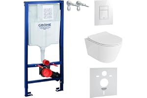 LAVITA Väggelement solid vägg hängande WC Praia vit sköljfri toalettsits med automatisk sänkning glänsande vit knapp komplett
