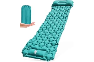 OLUTULA Self-Inflating Camping Mat with Built-in Pillow – Waterproof, Compact & Lightweight Sleeping Pad for Outdoor Comfort, Ideal for Hiking, Backpacking & Tent Camping