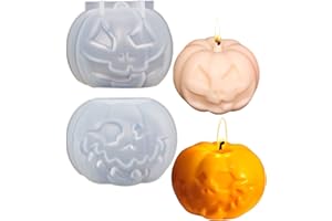ASHUXXN Lot de 2 3D Citrouille Silicone Moule Bougie 3D Halloween Silicone Moule Moule en Silicone 3D Citrouille d'Halloween Moule Silicone Halloween Décoration de la maison Bougies parfumées Savon Moule