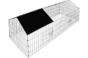 CADOCA® Freilaufgehege 180x75x75cm Sonnenschutz Auslauf Garten Kaninchenstall Hasenstall Kleintierauslauf Dachstoff Schwarz