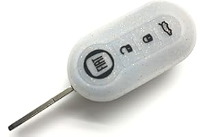 Generic Nordecco - Funda de Silicona con Purpurina para Llave de Fiat 500C 500-500L Abarth Grande Punto Brava Panda Stilo Linea de 3 Botones (Purpurina Transparente)