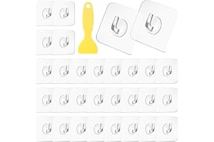 Vaktop Magischer Haken, 30 Stück Transparente Haken, Klebehaken Transparent, Selbstklebende Klebehaken mit Schaber - für Küche, Bad, Toilette Türwand (5kg Max)