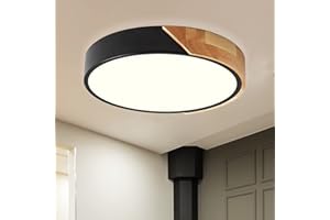NICEME 24W Plafoniera LED Legno 4500K Bianco Naturale Moderni Ultra magro Rotondo ​Plafoniere da Soffitto, Ø30CM,per Bagno Soggiorno Camera Corridoio Ufficio