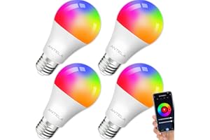ANTELA Alexa Lampe WLAN Glühbirne E27, 9W LED RGB Birne, Warmweiß (2700K) Kaltweiß (6500K), APP Steuern Kompatibel mit Alexa, Google Home, 4 PCs